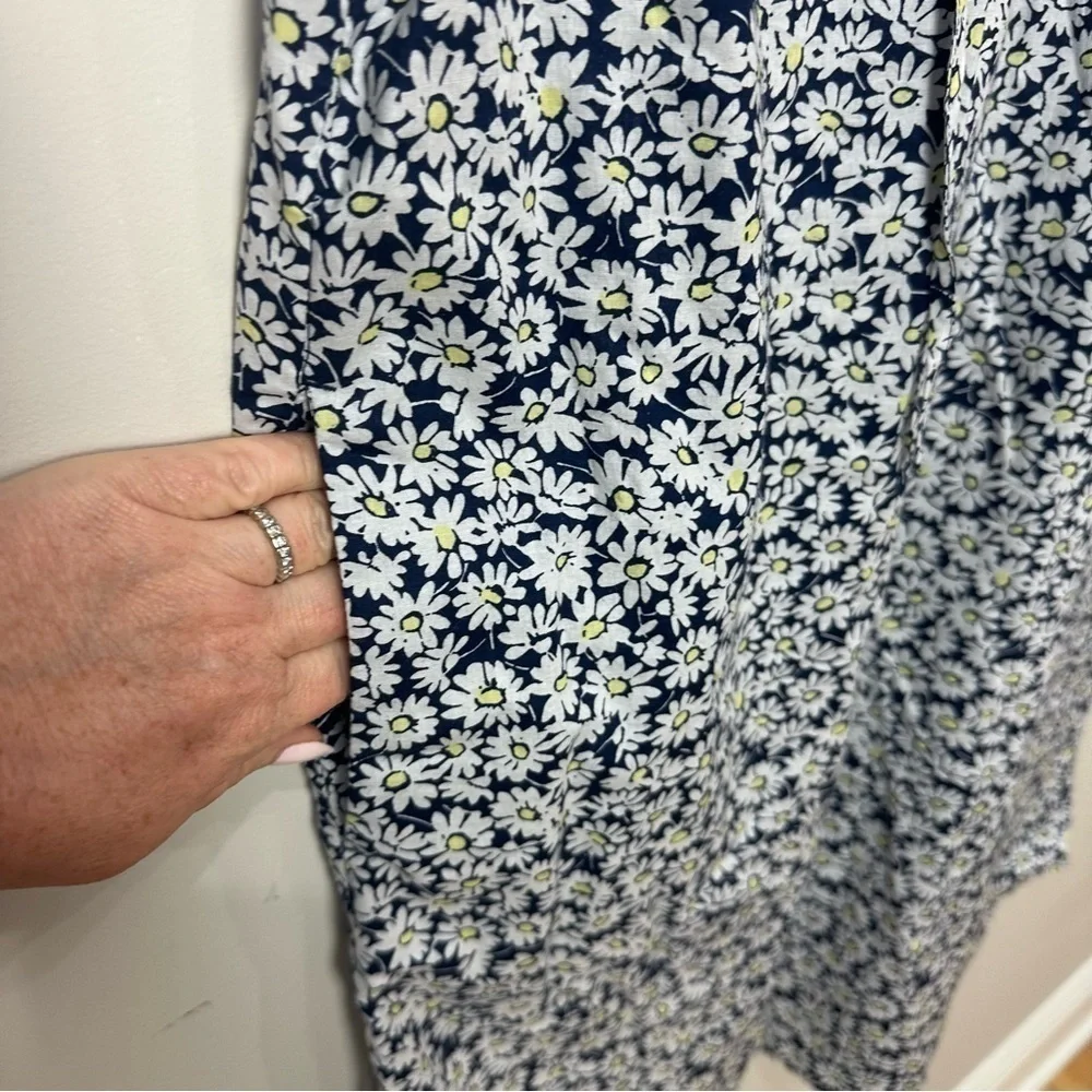 Jcrew Printed Flutter Sleeve Mini Dress Blue White Yellow Daisy Floral - Picture 5 of 9